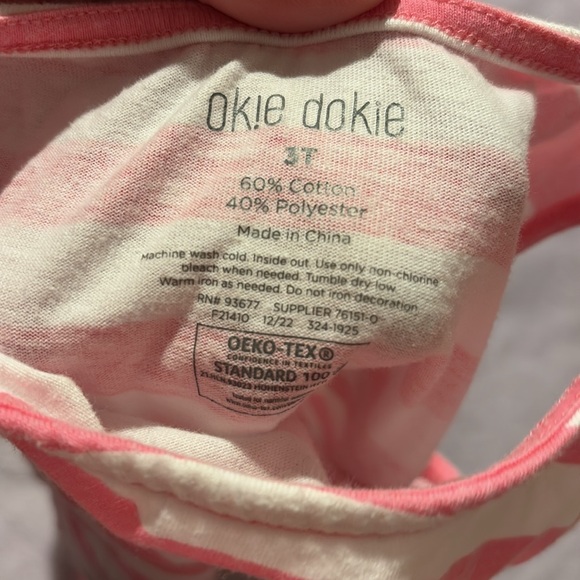 Okie Dokie Toddler Girl’s Pink & White Striped Peplum Tank Top Size 3T - Picture 4 of 4